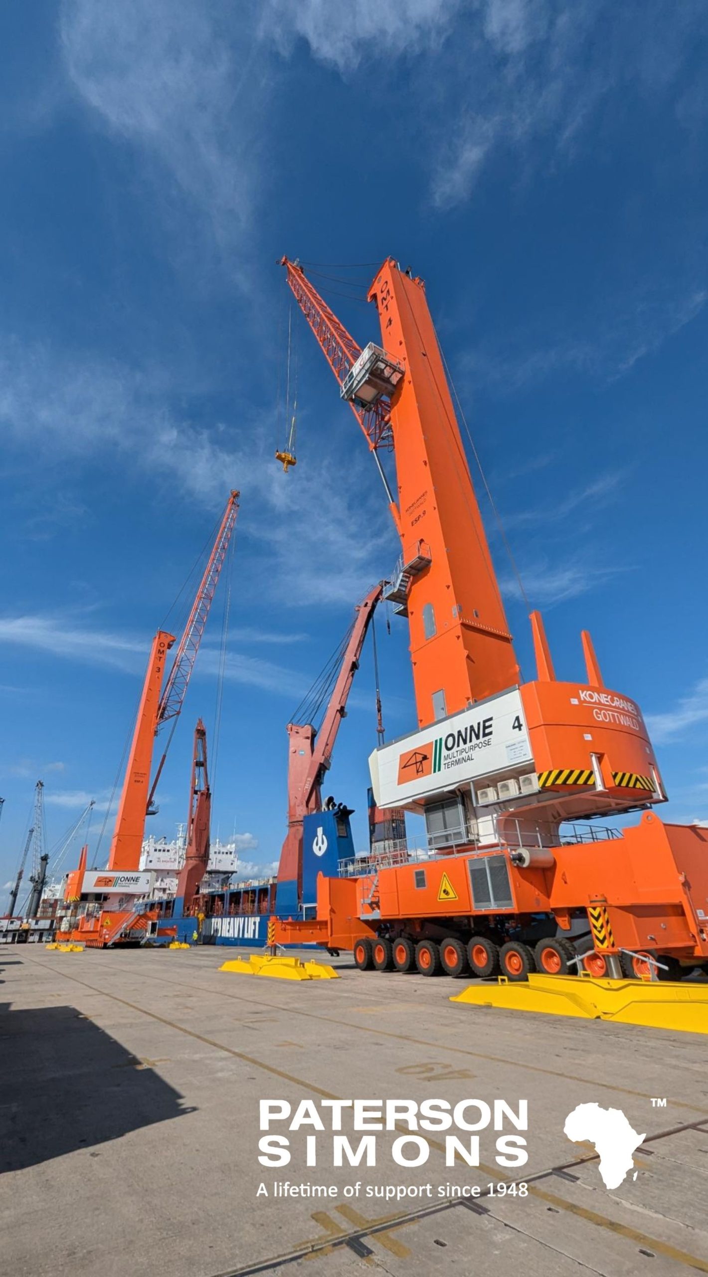 KONECRANES GOTTWALD MOBILE HARBOR CRANES OFFLOAD AT ICTSI, ONNE, NIGERIA