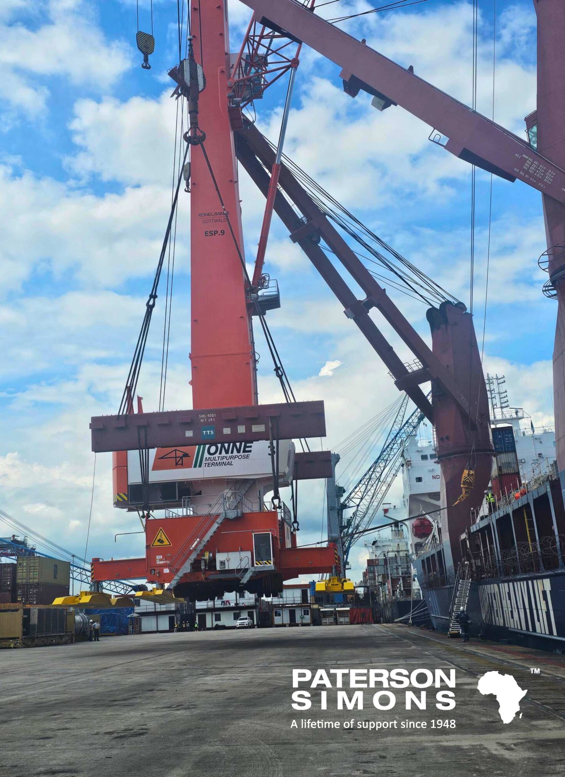 Konecranes Gottwald Mobile Harbour Crane offload 